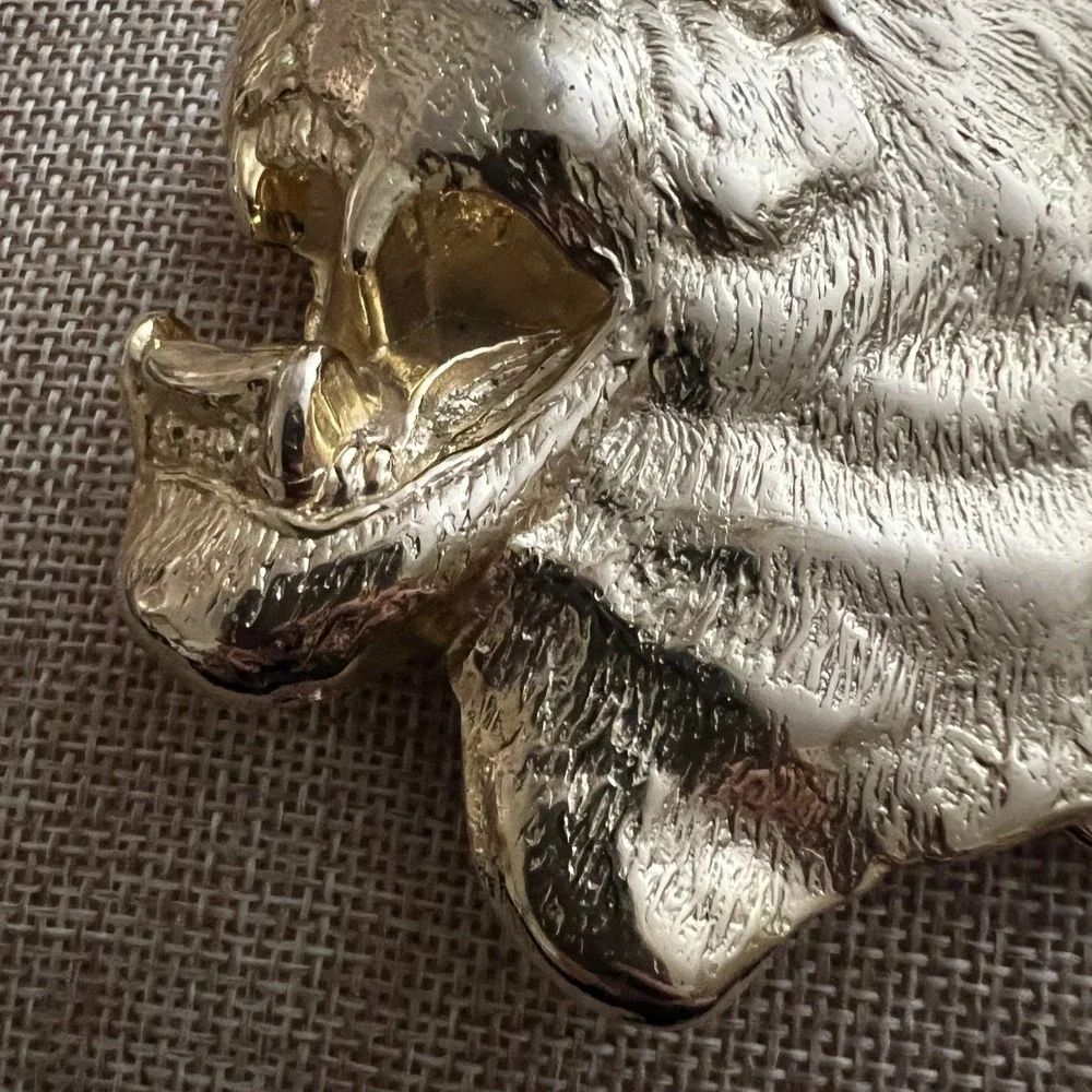 MBCI Vintage Gold Tone Roaring Lion Head Belt Buckle‎ Size 3.5 Inch Western